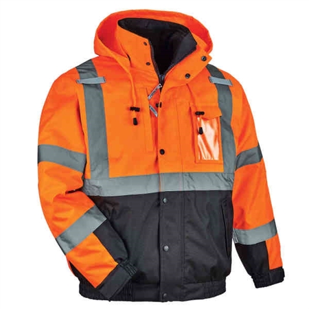 ERGODYNE 8381 XL Orange Type R Class 3 Hi-Vis 3-in-1 Bomber Jacket 25585